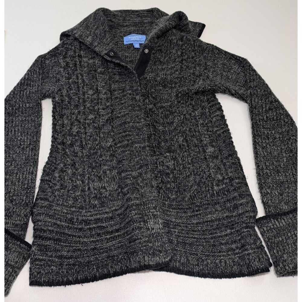 Simply Vera Wang Women's Long Sleeve Sweater, Gray/Black, XS